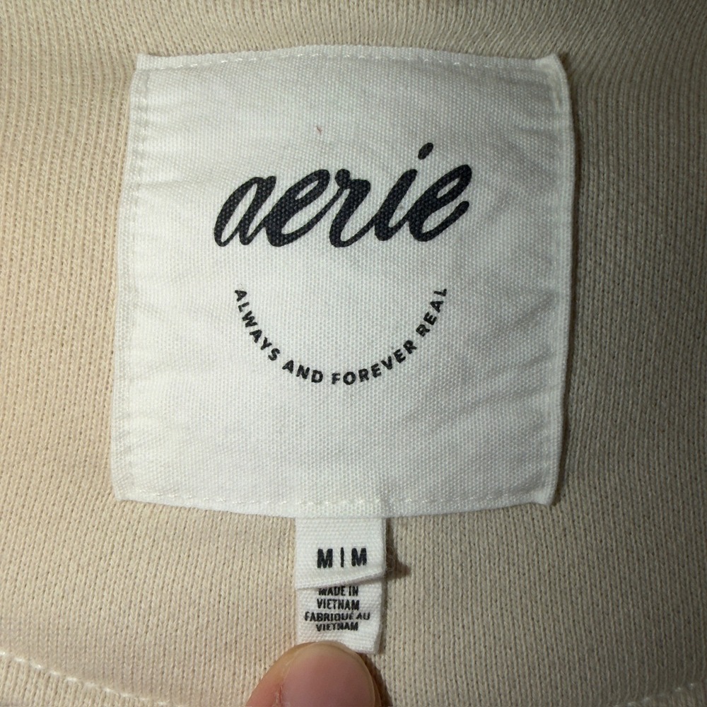 Aerie Women Cream Fleece Knit Blazer Jacket Off-White Medium Soft Lounge Cozy - Picture 3 of 9